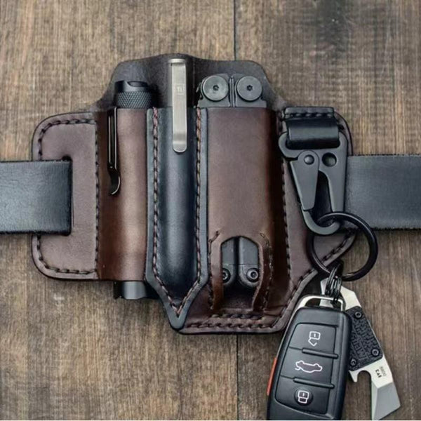Cross border spot EDC leather knife case flashlight tactical leather case retro outdoor tool sports waist pack(10 Pack)