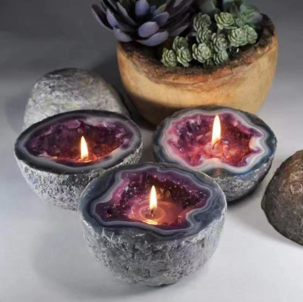 Crystal cave Candle Holder Crystal cave is Made of Vintage Resin Crafts Applicable Home Tabletop Ornaments Candlelight(Bulk 3 Sets)