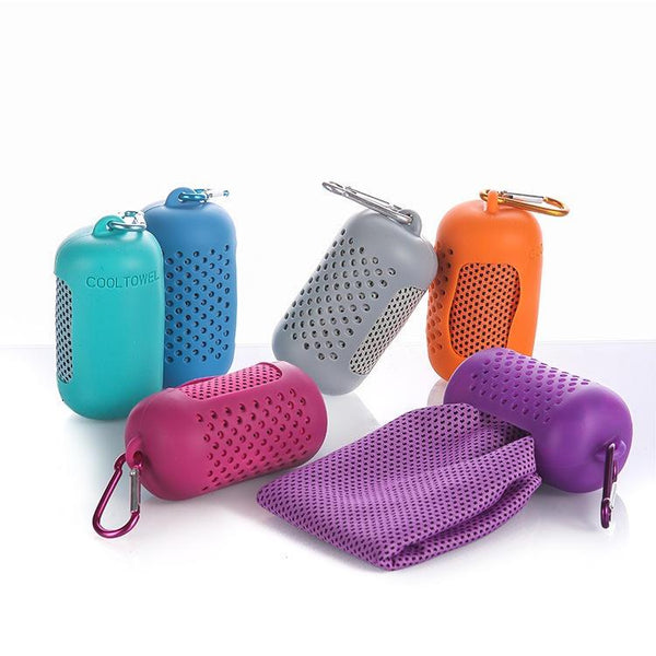 Yoga Towel Basketball Towel with Silicone Storage Bag,Camping Hiking Towels(Bulk 3 Sets)