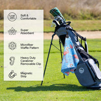 Top Quality Microfiber Waffle Design with Clip - Industrial Strength Magnet for Strong Hold to Golf Bags, Carts & Clubs
