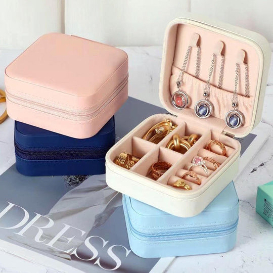 Portable Travel Mini Jewelry Box Leather Jewellery Ring Organizer Case Storage Gift Box Girls Women(10 Pack)