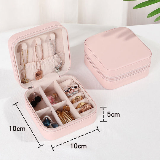 Portable Travel Mini Jewelry Box Leather Jewellery Ring Organizer Case Storage Gift Box Girls Women(10 Pack)