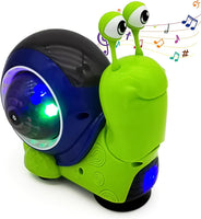 Educational Electric Lovely Walking Snail toy Music And Light Sensor Obstacles Avoidance Snail Lightup toys(Bulk 3 Sets)