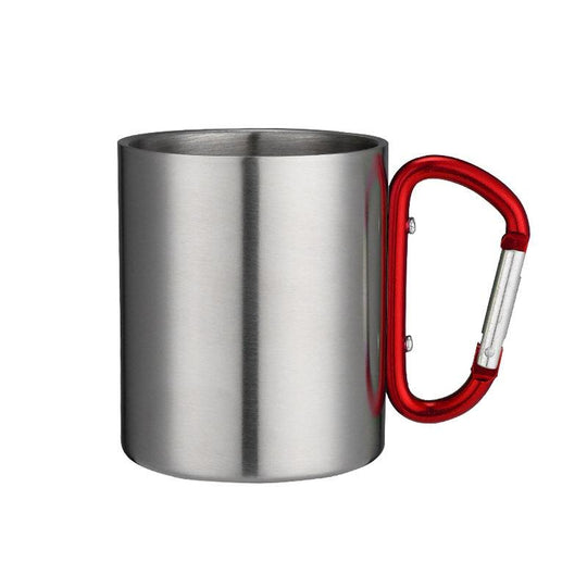 Metal Outdoor Double Wall Stainless Steel Cup, Coffee Mug With Buckle Mountaineering Camping Cookout