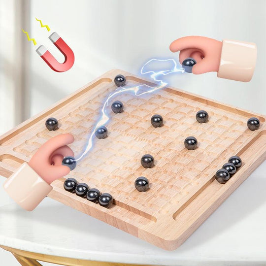 Magnetic Induction Chess Game Set,Commodum Table Top Magnet Chess Game, Magnetic Rocks Game Puzzle Toy Family Party Strategy Game for Kids Adults,Magnet Chess Game Board with Stones