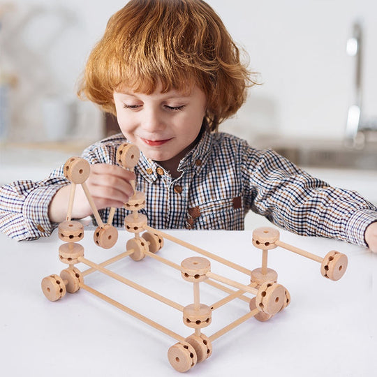 Wooden Building Block Toys for Kids Ages 4-8, STEM Preschool Learning Educational Toys for Children, Creative Construction Toys Gift for Boys and Girls, 60 Pcs