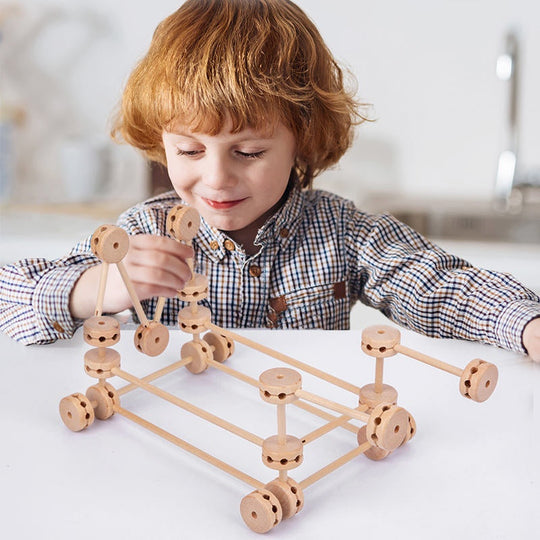 Wooden Building Block Toys for Kids Ages 4-8, STEM Preschool Learning Educational Toys for Children, Creative Construction Toys Gift for Boys and Girls, 60 Pcs(10 Pack)