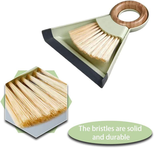 Household Cleaning Tools Desktop Cleaning Mini Broom and Dustpan Set Wooden Handle(Bulk 3 Sets)