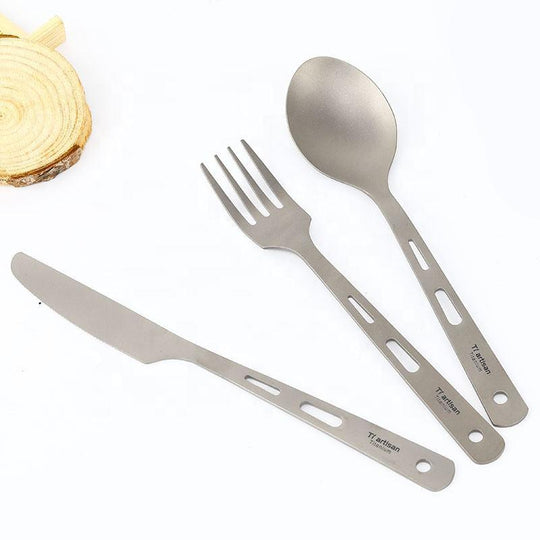 lightweight Three-piece set of titanium knife fork and spoon(Bulk 3 Sets)