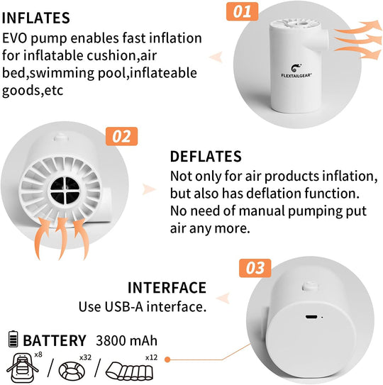 Mini Air Mattress Pump 4.5 KPa High Pressure for Swimming Ring (10 pack)