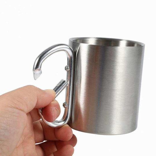 Metal Outdoor Double Wall Stainless Steel Cup, Coffee Mug With Buckle Mountaineering Camping Cookout