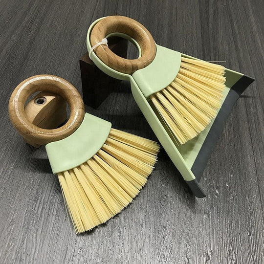 Household Cleaning Tools Desktop Cleaning Mini Broom and Dustpan Set Wooden Handle(Bulk 3 Sets)