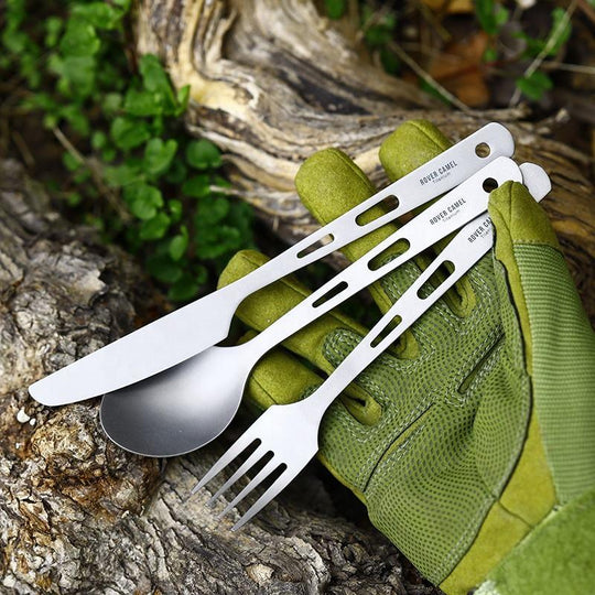 lightweight Three-piece set of titanium knife fork and spoon