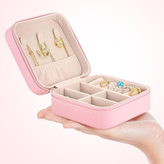 Portable Travel Mini Jewelry Box Leather Jewellery Ring Organizer Case Storage Gift Box Girls Women(10 Pack)
