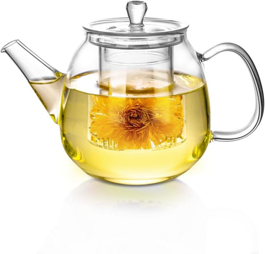 Heat Resistant Borosilicate Glass teapot Blooming and Loose Leaf Tea Maker (MOQ 10 Sets)