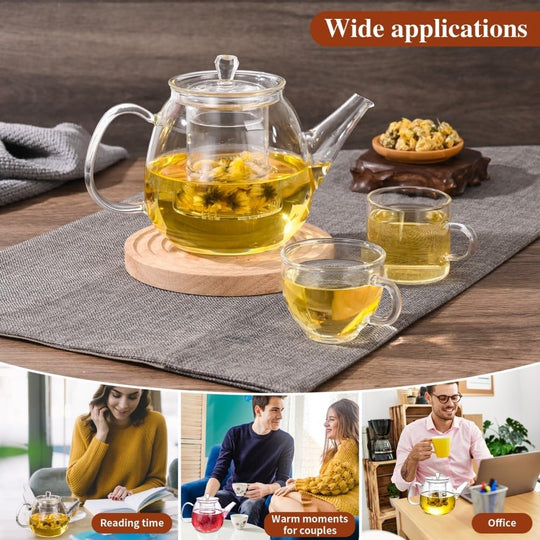 Heat Resistant Borosilicate Glass teapot Blooming and Loose Leaf Tea Maker (MOQ 10 Sets)