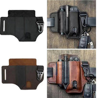 Cross border spot EDC leather knife case flashlight tactical leather case retro outdoor tool sports waist pack(Bulk 3 Sets)