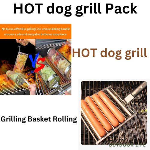 HOT dog grill & Steel Round Grilling Basket Combo Pack