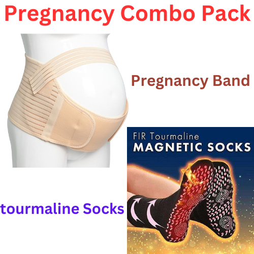 Dotted Grip tourmaline Socks & Pregnancy Waist/Back/Abdomen Band, Belly Brace Combo Pack(Bulk 3 Sets)