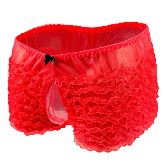 Sissy Convex Pouch Panties Mens Lace Transparent Briefs (MOQ 10 sets)