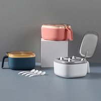 Premium Quality Four-Tray Spice Jar Set with Spoons & Lid(Bulk 3 Sets)