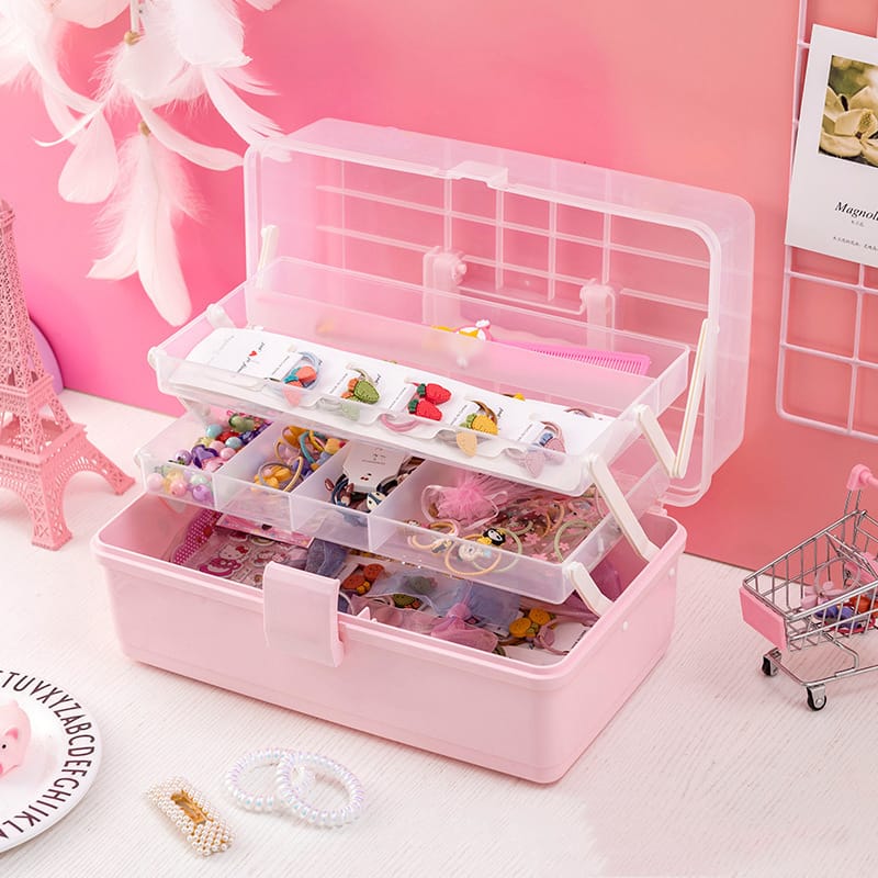 Sewing Box 13-Inch Art Supply Bin 3-Layers Craft Storage Sewing Box 13-Inch Art Supply Bin 3-Layers Craft Storage