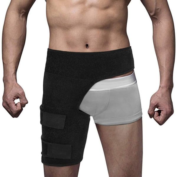 Thigh Compression Wrap, Adjustable Hip Joint Support Sciatic Nerve Brace for Pulled Groin Muscle Strain Sciatica