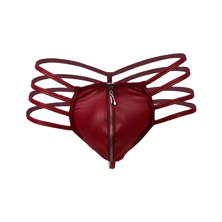 Men'S Zipper Open Front Jockstrap Thongs See-Through Underwear Hollow Out Low Rise G-Strings Briefs (MOQ 10 Pcs)