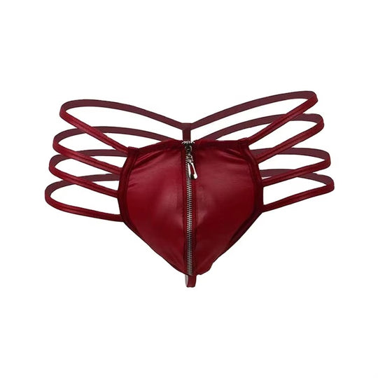 Men'S Zipper Open Front Jockstrap Thongs See-Through Underwear Hollow Out Low Rise G-Strings Briefs (MOQ 10 Pcs)