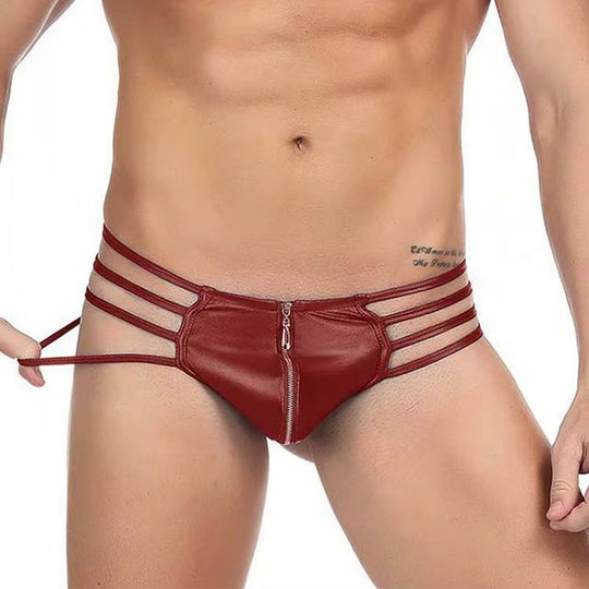 Men'S Zipper Open Front Jockstrap Thongs See-Through Underwear Hollow Out Low Rise G-Strings Briefs (MOQ 10 Pcs)