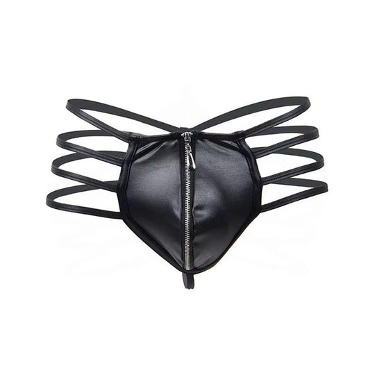 Men'S Zipper Open Front Jockstrap Thongs See-Through Underwear Hollow Out Low Rise G-Strings Briefs (MOQ 10 Pcs)
