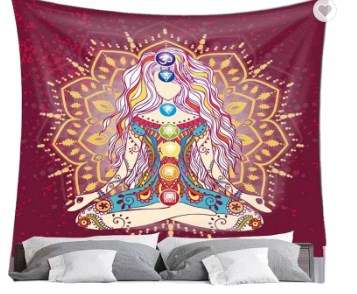 yoga Meditation Wall Hanging Boho Studio Room Decoration Spiritual Gift Art Home Bedroom Decor Living Room Divider Door Curtain Balcony - MOQ 5 Pcs