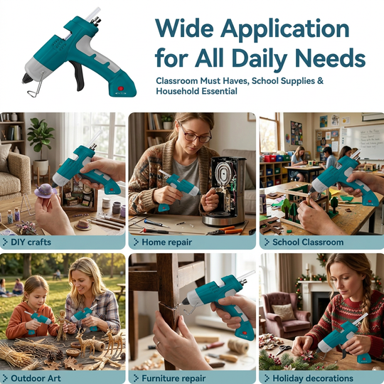 Cordless Hot Glue Gun Kit – Rechargeable 2600mAh Battery, Fast Preheat, Includes 30 Glue Sticks for Crafts, DIY & Repairs