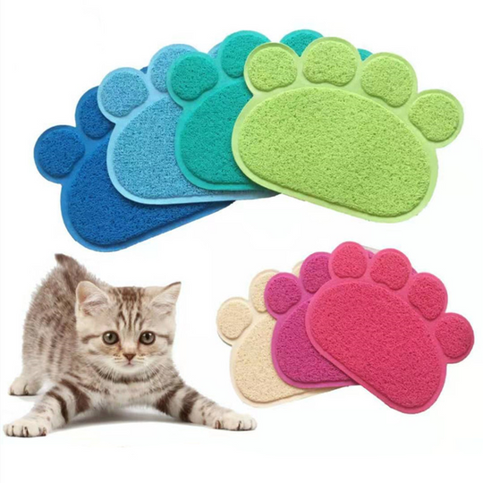 Non-Slip Cat Litter Mat Paw Shape Pet Dog Cat Puppy Kitten Dish Bowl Food Water Feeding Placemat(Bulk 3 Sets)