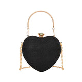 Heart Shaped Evening Purse Velvet Clutch Purse Solid Evening Bag, chain diamond set shoulder handbag cross body bag.(10 Pack)