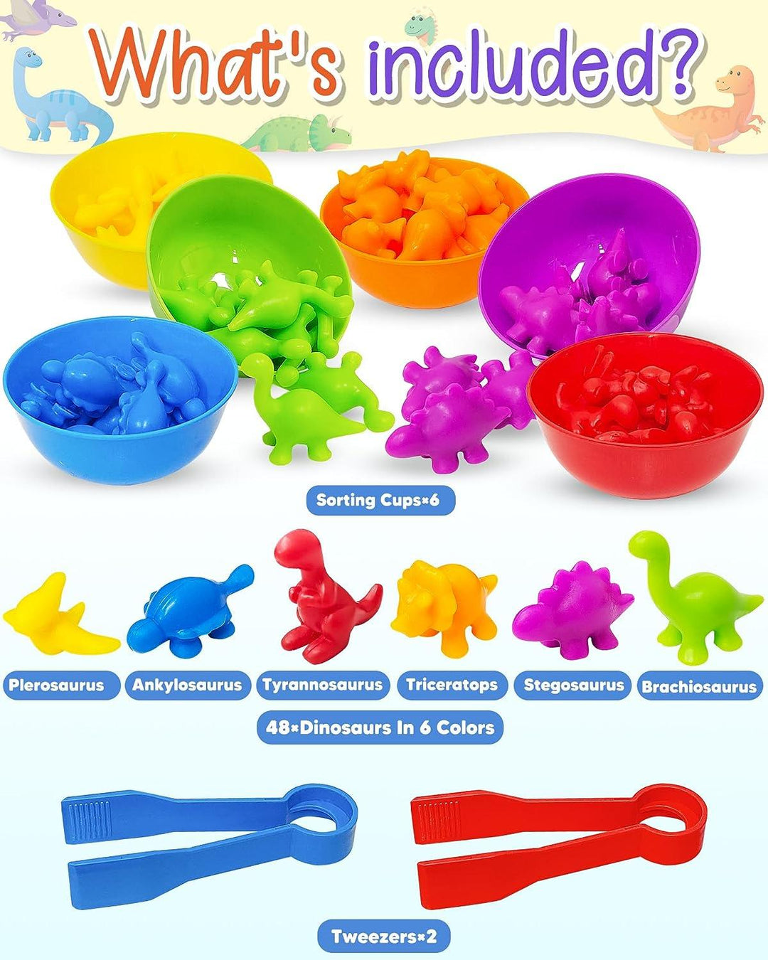 Premium Quality Counting Dinosaurs Montessori Toys for 3 4 5 Years Old Boys Girls Toddler Preschool Learning Activities(10 Pack)