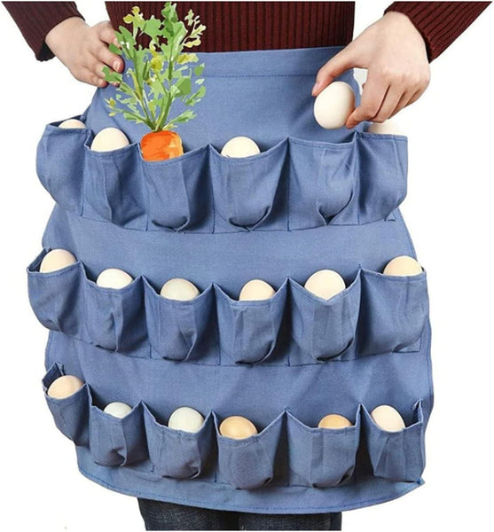 Egg Gathering Collection Apron, Poultry Farming Use, Chicken Duck Goose Egg Collecting Handy Tool, Multi Pocket Clothes, Egg Holding Apron, Chicken House Good Helper, Good Assistant(Bulk 3 Sets)