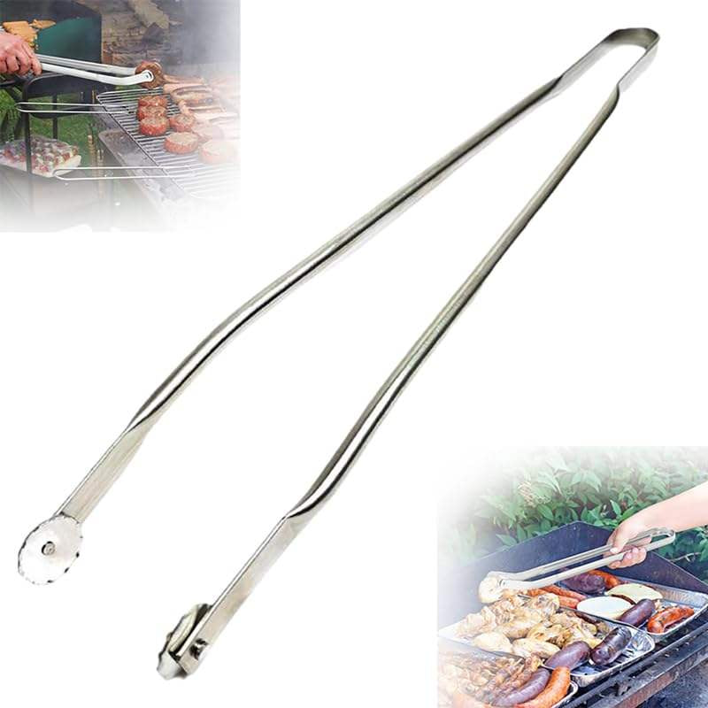 Stainless Steel BBQ Kitchen Tongs for Cooking, Long Handle BBQ Grill Tongs, Grill Flipping Tongs for Turning Bacon Steak Meat Vegetables(Bulk 3 Sets)