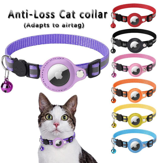 Multi Purpose Airtag Holder Cat Collar Breakaway Adjustable Anti-Loss Reflective Airtag Cat Collar