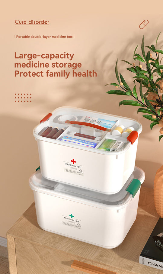 Sleek Household Medical Box Emergency Medical Storage Box Drug Large Capacity Box Drug Storage Box