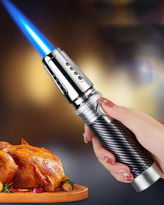 Butane Torch Lighter, Fire Dab Torch Lighters Butane Refillable, Windproof Blue Jet Flame Adjustable for Desserts Baking BBQ, Desserts Baking BBQ