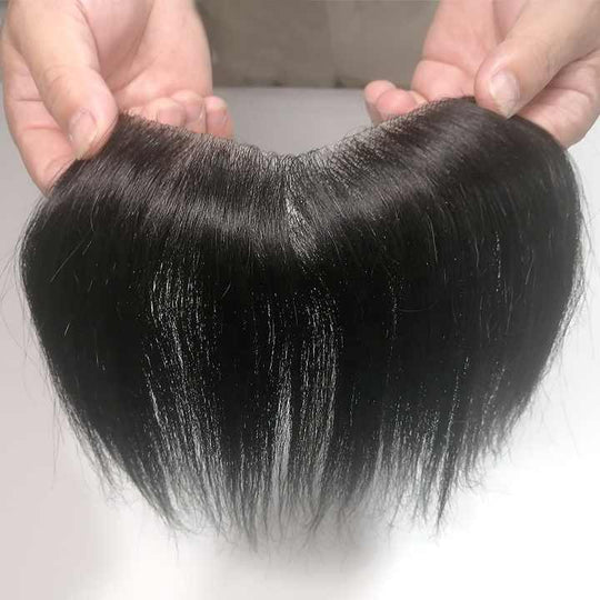 Hairpiece V-Shape Mens Topper PU Thin Skin Base Natural Hairline