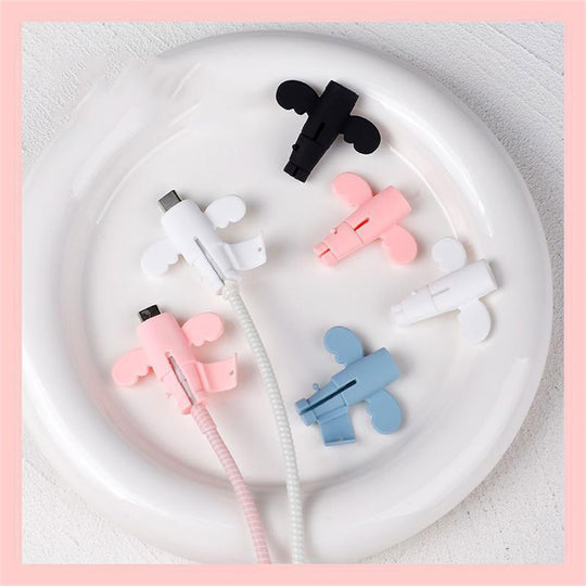 Durable Silicon Angel Wings Data Cable Protective Cover Charging Cable Anti-Break, Data Cable Protector (Multicolor,4PCS)