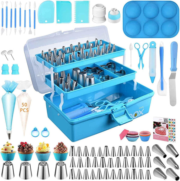 Professional Cake Decorating Tools Supplies Baking 236 Accessories with Storage Case Piping Bags and Icing Tips Set Cupcake Cookie Frosting Fondant Bakery Set(10 Pack)