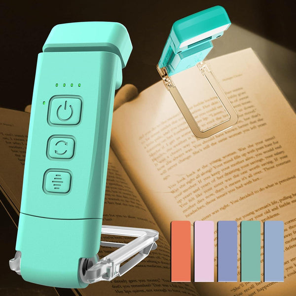 USB Rechargeable Book Light for Reading in Bed, Portable Clip-on LED Reading Light, 30/60-min Timer, 3 Amber Colors, 5 Brightness Dimmable, 5 Magnetic Bookmarks, Kids, Nighttime Readers(10 Pack)