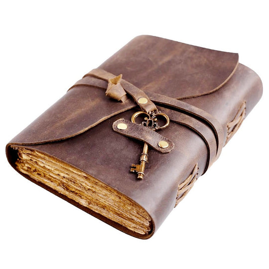 Antique Handmade Leather Bound Journal with Deckle Edge Paper for Men And Women Diary - Leather Sketchbook(Bulk 3 Sets)