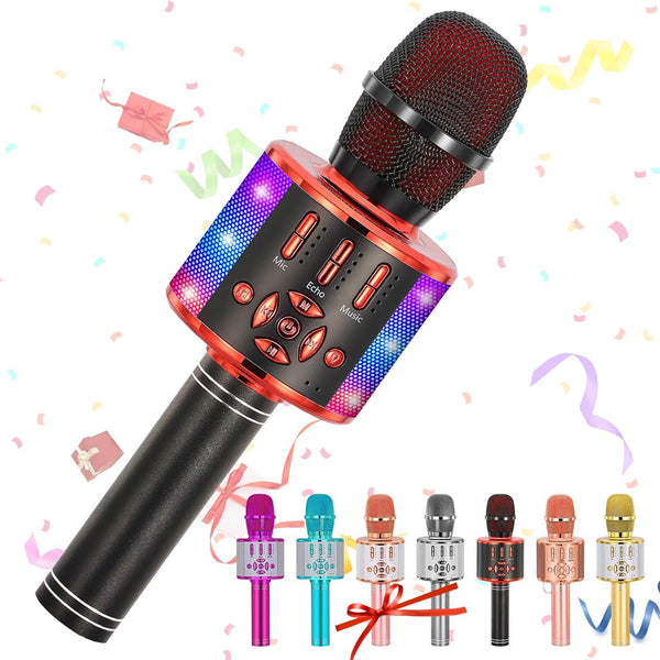 Karaoke Microphone Machine Toys for kids Bluetooth Microphone with LED Light, Birthday Gift