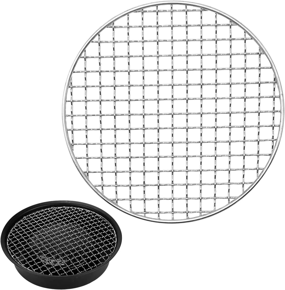 Multi-Purpose Round BBQ Grill Net, Stainless Steel Barbecue Round Grill Grate Camping Cookware Outdoor Campfire Grill Grid for Beaf Chicken Vegetables