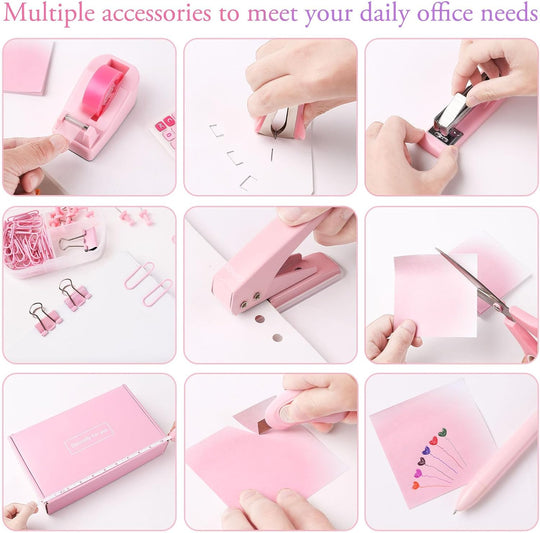 Desk Accessory Kit Cute Office Supplies Set Desktop Stapler Set