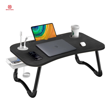 Portable Foldable Laptop Tray Table Multifunctional Laptop Bed Desk with USB Charge Port Cup Holder for Bed